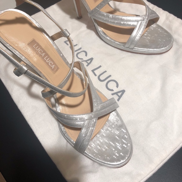Luca Luca Italian Designer Heels Silver 39/8 - Picture 3 of 8